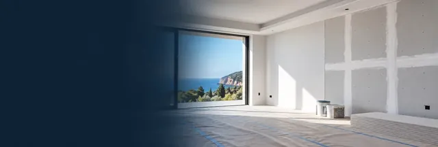 Illustrative plasterboard installation scene